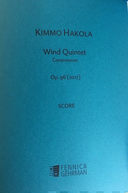 Hakola Wind Quintet Op96 (2017) Score Sheet Music Songbook