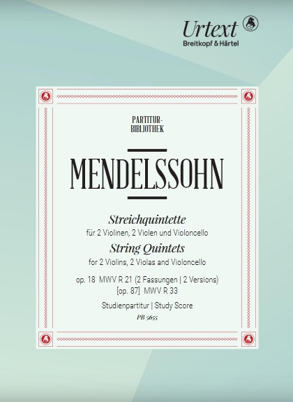 Mendelssohn String Quintets Mwv R21/33 Study Score Sheet Music Songbook