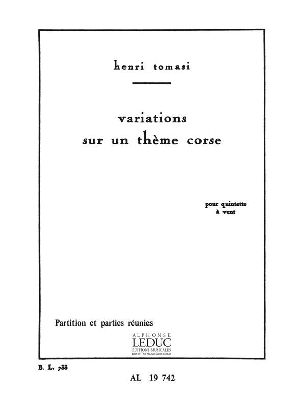 Tomasi Variations Sur Un Theme Corse Wind Quintet Sheet Music Songbook