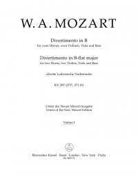 Mozart Divertimento In B-flat Major Kv287 Vln I Sheet Music Songbook