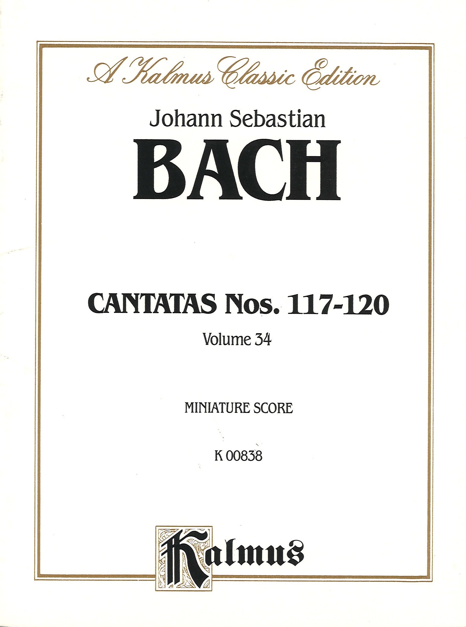 Bach Cantatas Bwv 117-120 Vol 34 Mini Score Sheet Music Songbook