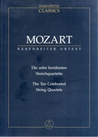 Mozart String Quartets (10 Celebrated) Study Score Sheet Music Songbook