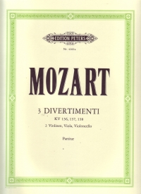 Mozart 3 Divertimenti Full Score Sheet Music Songbook
