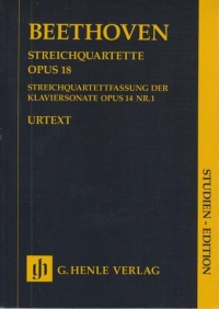Beethoven String Quartets Op18/1-6 Op14/1 Study Sc Sheet Music Songbook