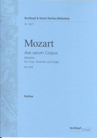 Mozart Ave Verum Corpus K618 Full Score Sheet Music Songbook