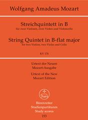 Mozart String Quintet Bb K 174 Study Score Sheet Music Songbook