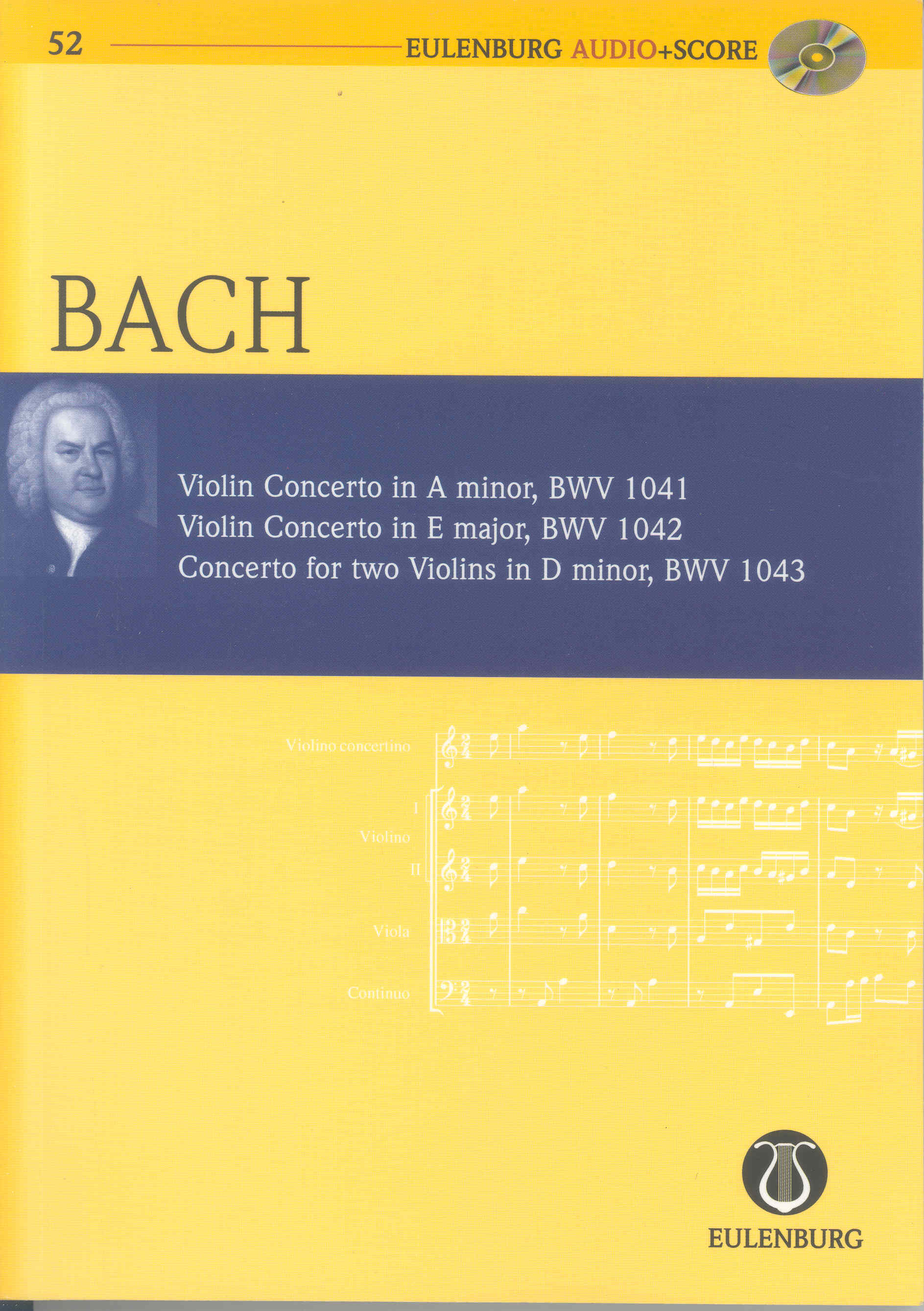 Bach Violin Concerto Bwv1041 + Cd Mini Score Sheet Music Songbook