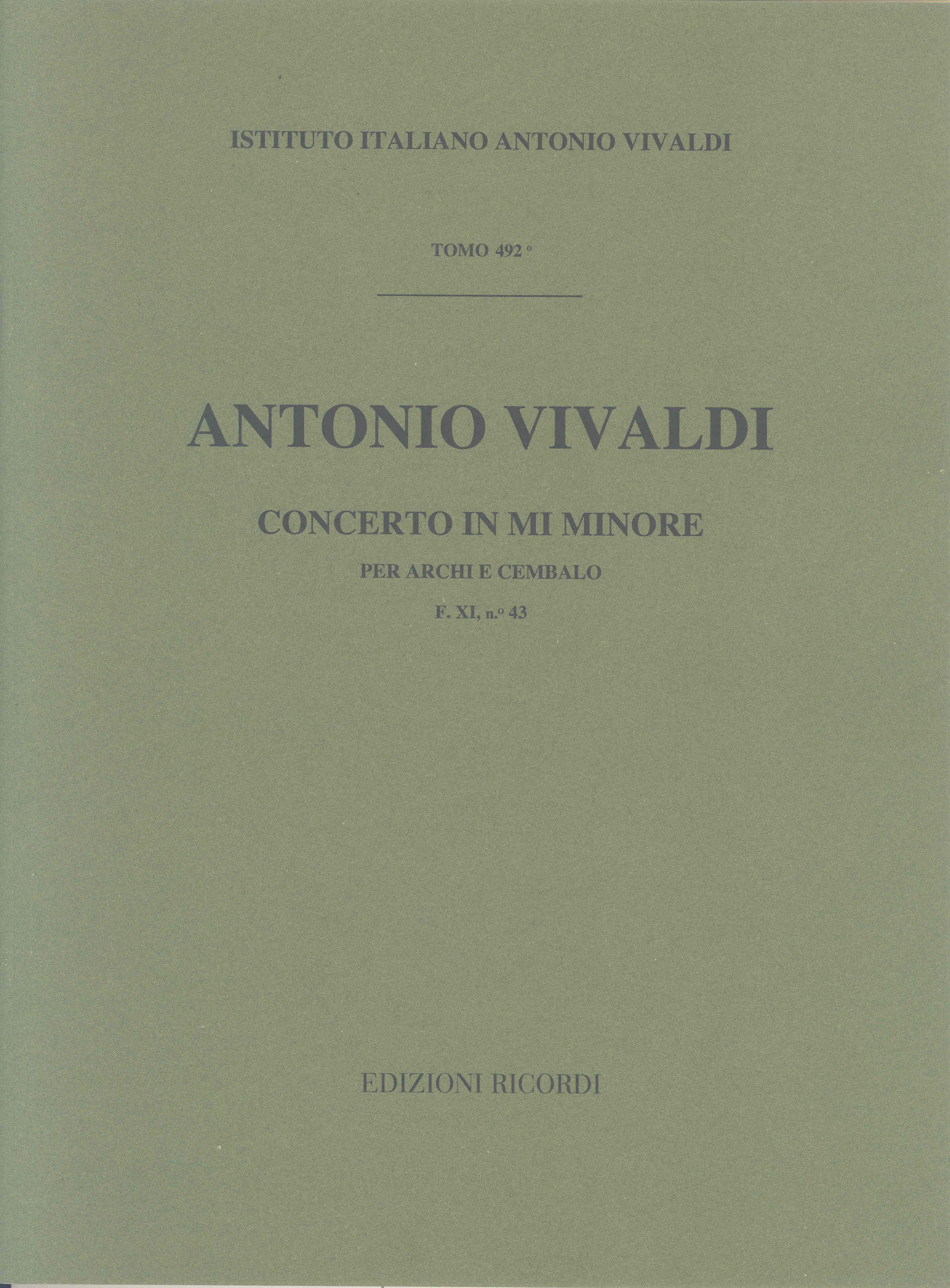 Vivaldi Concerto In Emin Fxi/43 Score Sheet Music Songbook