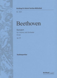 Beethoven Violin Concerto D Op61 Study Score Sheet Music Songbook