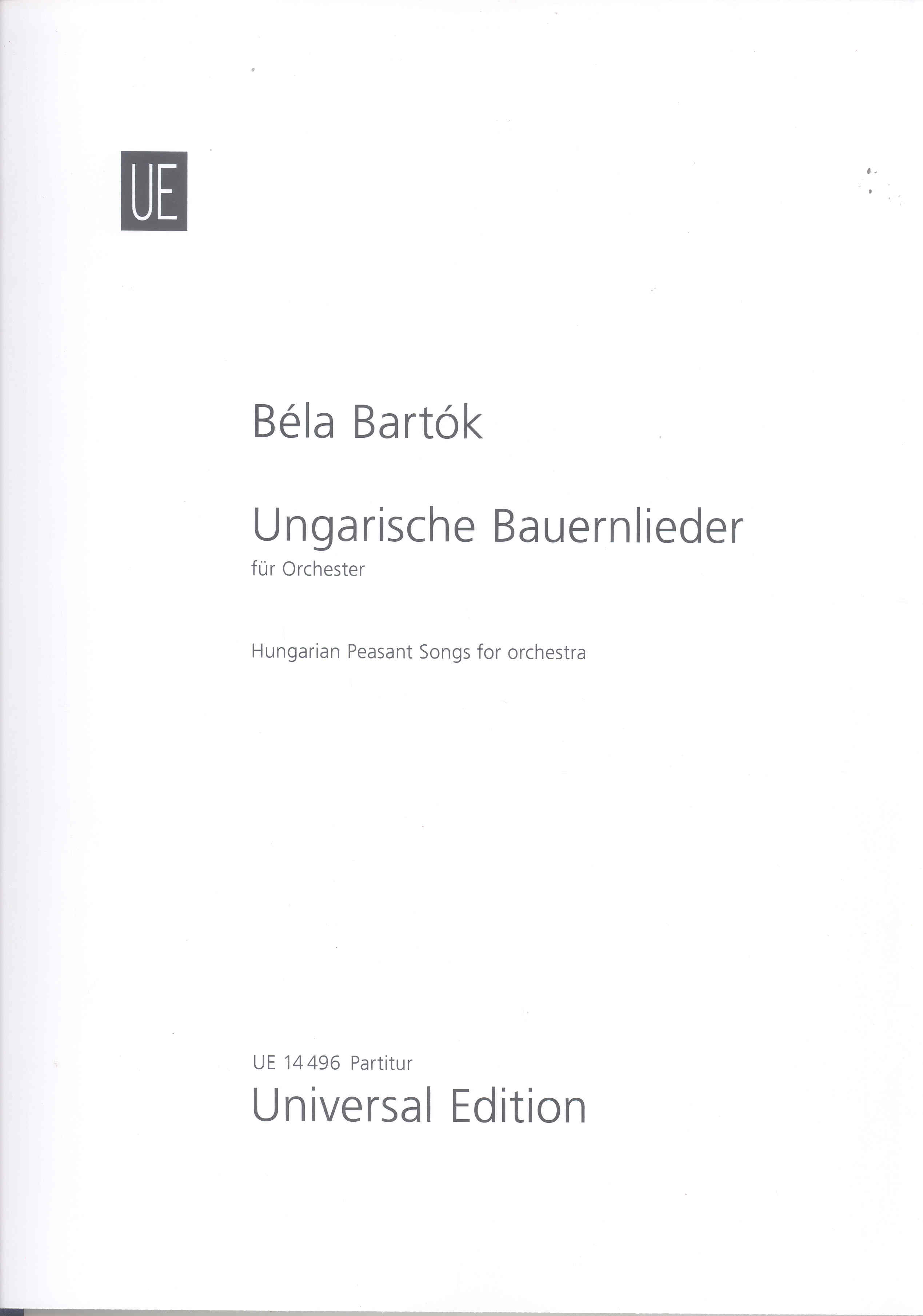Bartok Hungarian Peasant Songs Full Score Sheet Music Songbook