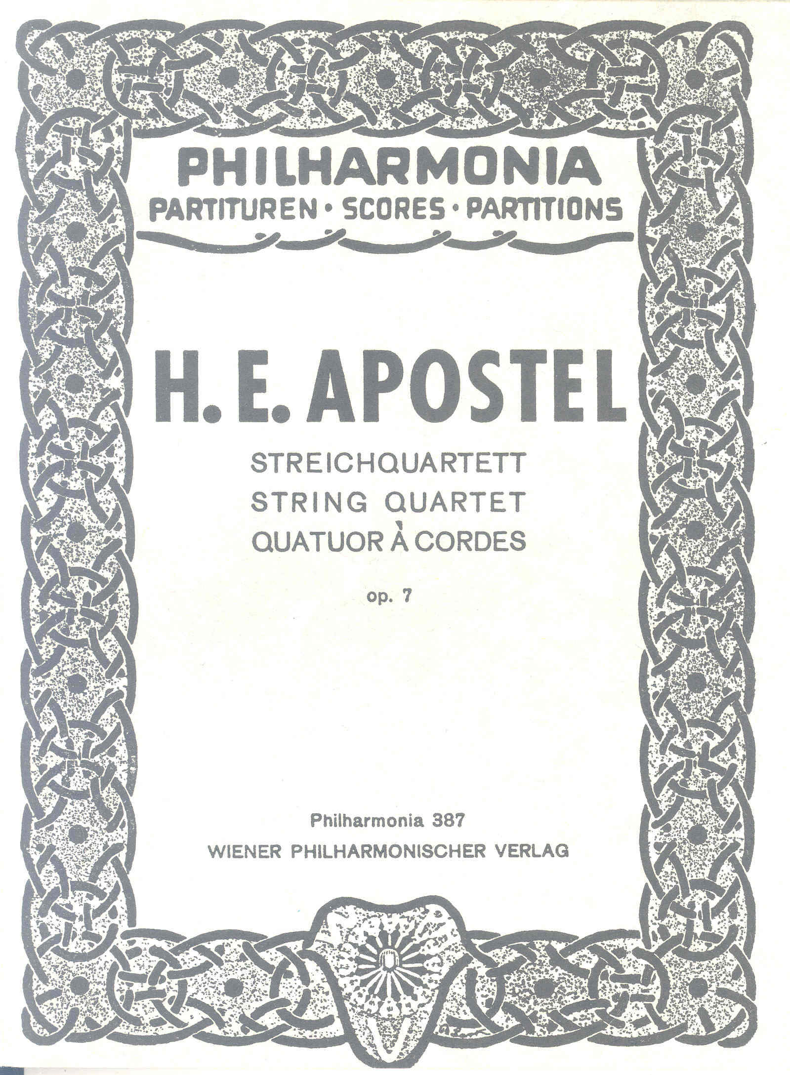 Apostel String Quartet No 1 Op7 Mini Score Sheet Music Songbook