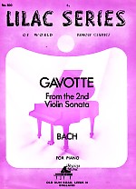Lilac 100 Bach Gavotte Second Violin Sonata Sheet Music Songbook