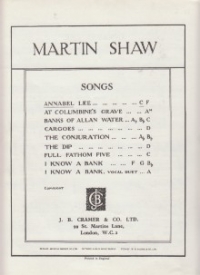 Annabel Lee Shaw Key C Sheet Music Songbook