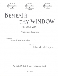 Beneath Thy Window (o Sole Mio) Capua Key F Sheet Music Songbook