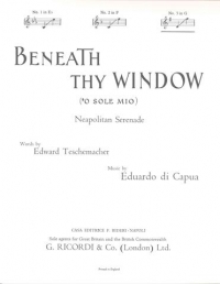 Beneath Thy Window (o Sole Mio) Capua Key G Sheet Music Songbook