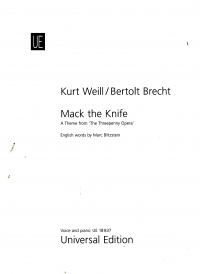 Mack The Knife Kurt Weill Song Sheet Sheet Music Songbook