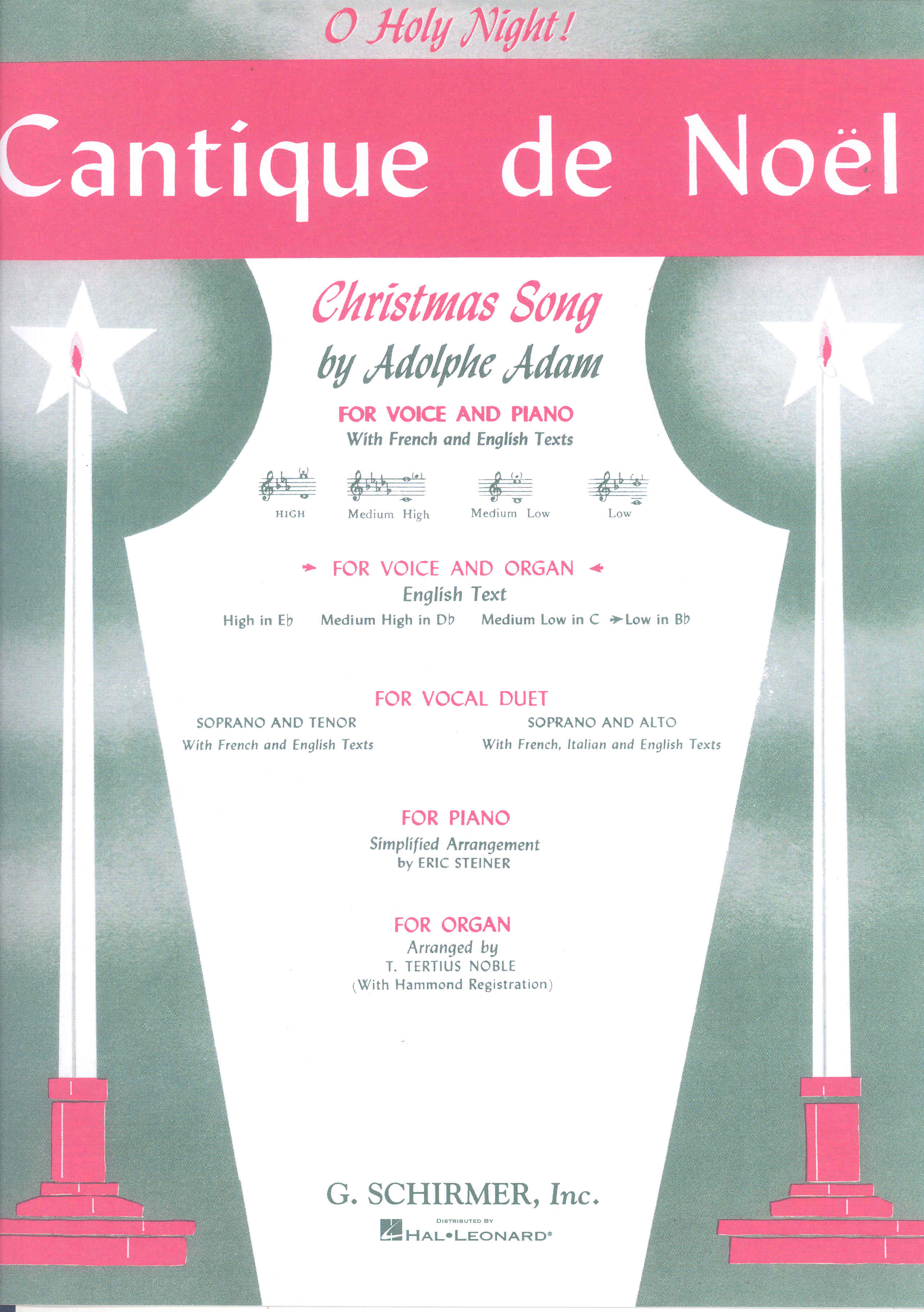 O Holy Night Key Bb Low Voice Sheet Music Songbook