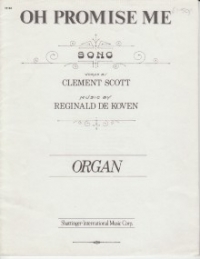 Oh Promise Me De Koven For Organ In F Sheet Music Songbook