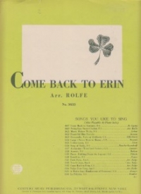 Come Back To Erin Arr Rolfe Key C Sheet Music Songbook
