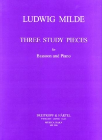 Milde Study Pieces 3 Waterhouse Bassoon & Piano Sheet Music Songbook
