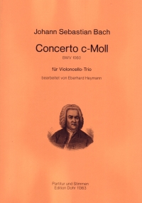 Bach Concerto Cmin Bwv1060 Heymann 3 Cellos Sc/pts Sheet Music Songbook