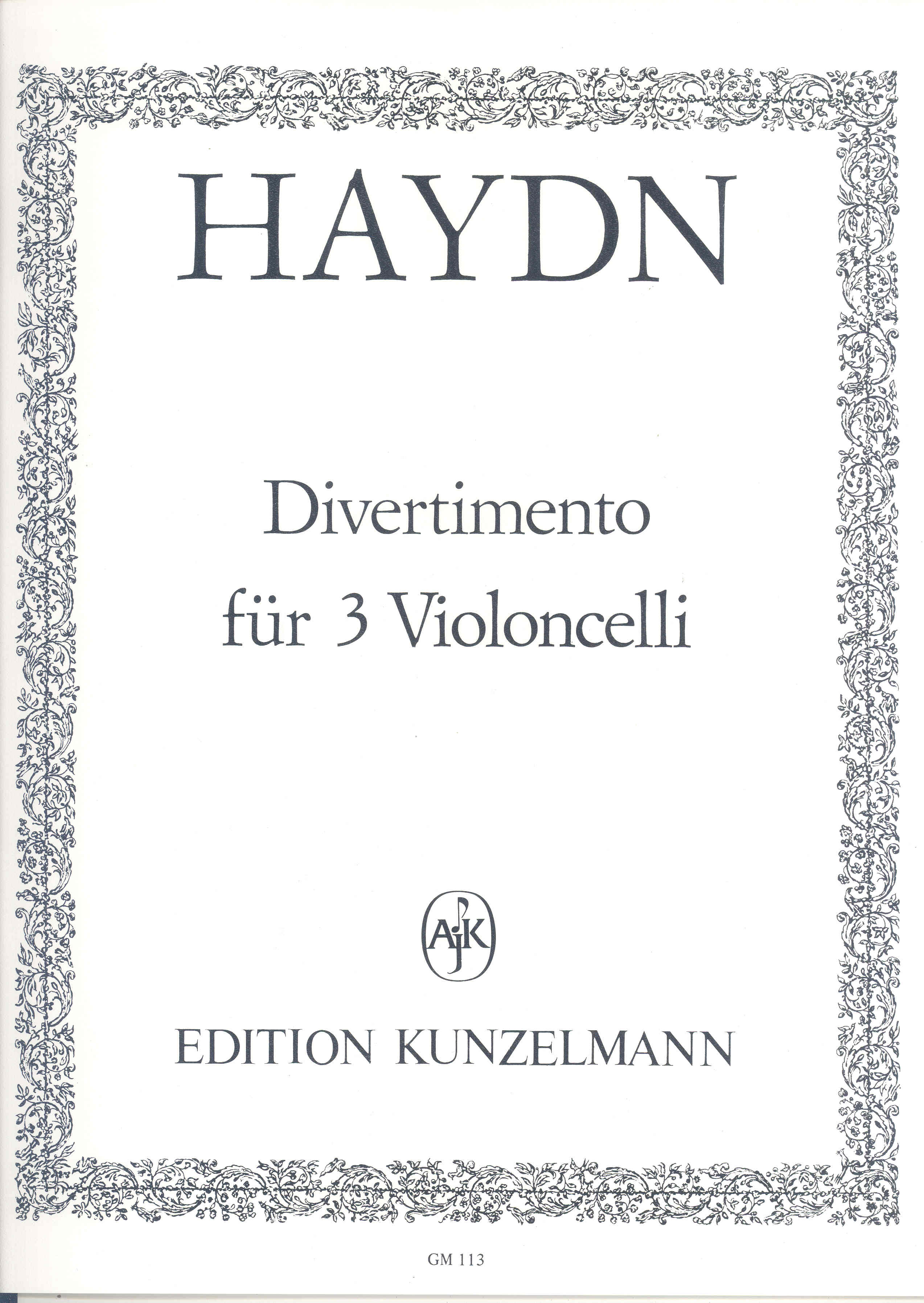Haydn Trio Divertimento For 3 Cellos Sheet Music Songbook