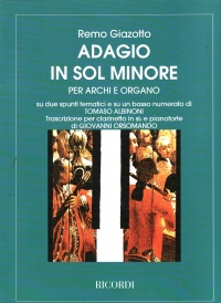 Albinoni Adagio In Gm Clarinet & Piano Sheet Music Songbook