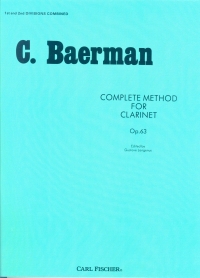 Baermann Complete Method For Clarinet Op63 Sheet Music Songbook