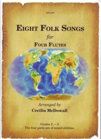 8 Folk Songs For 4 Flutes Arr Mcdowall Score&parts Sheet Music Songbook