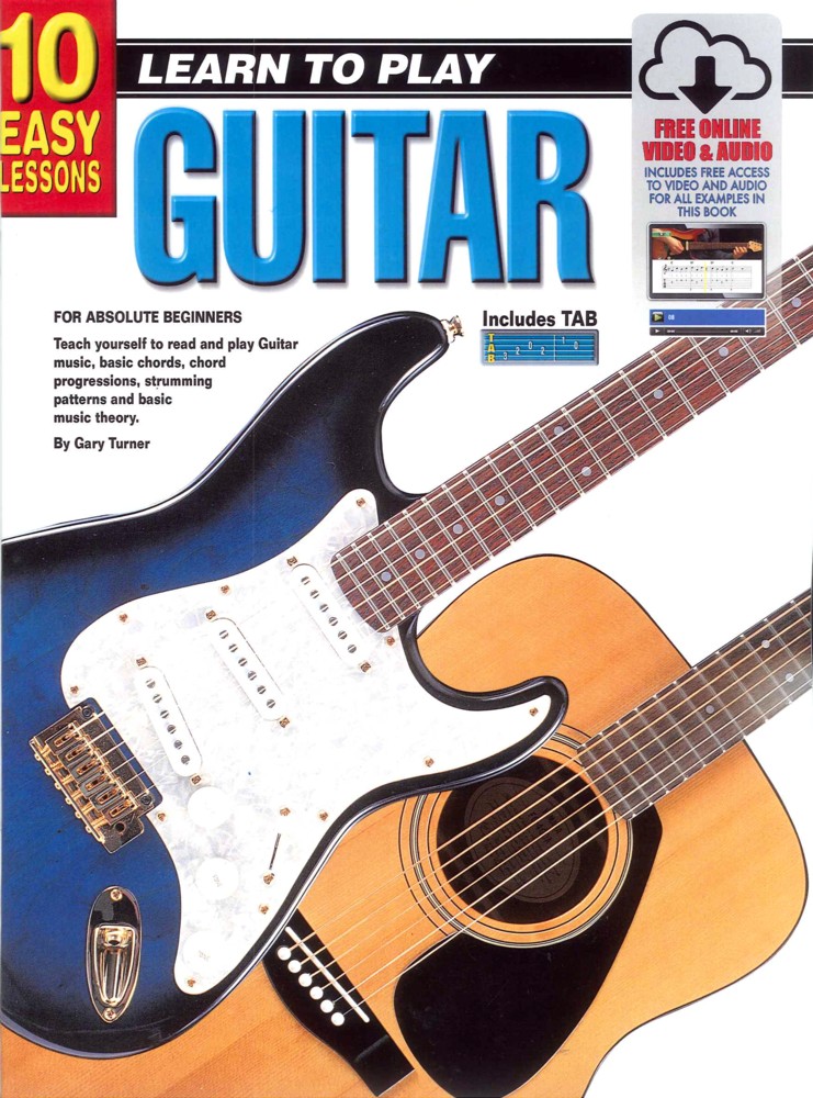 10 Easy Lessons Guitar Book + Online Sheet Music Songbook