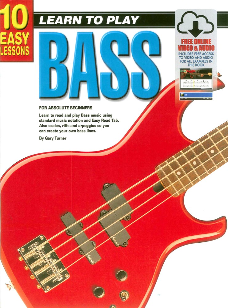 10 Easy Lessons Bass Guitar Book + Online  Sheet Music Songbook