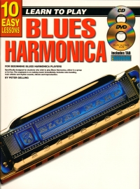 10 Easy Lessons Blues Harmonica Book + Cd & Dvd Sheet Music Songbook