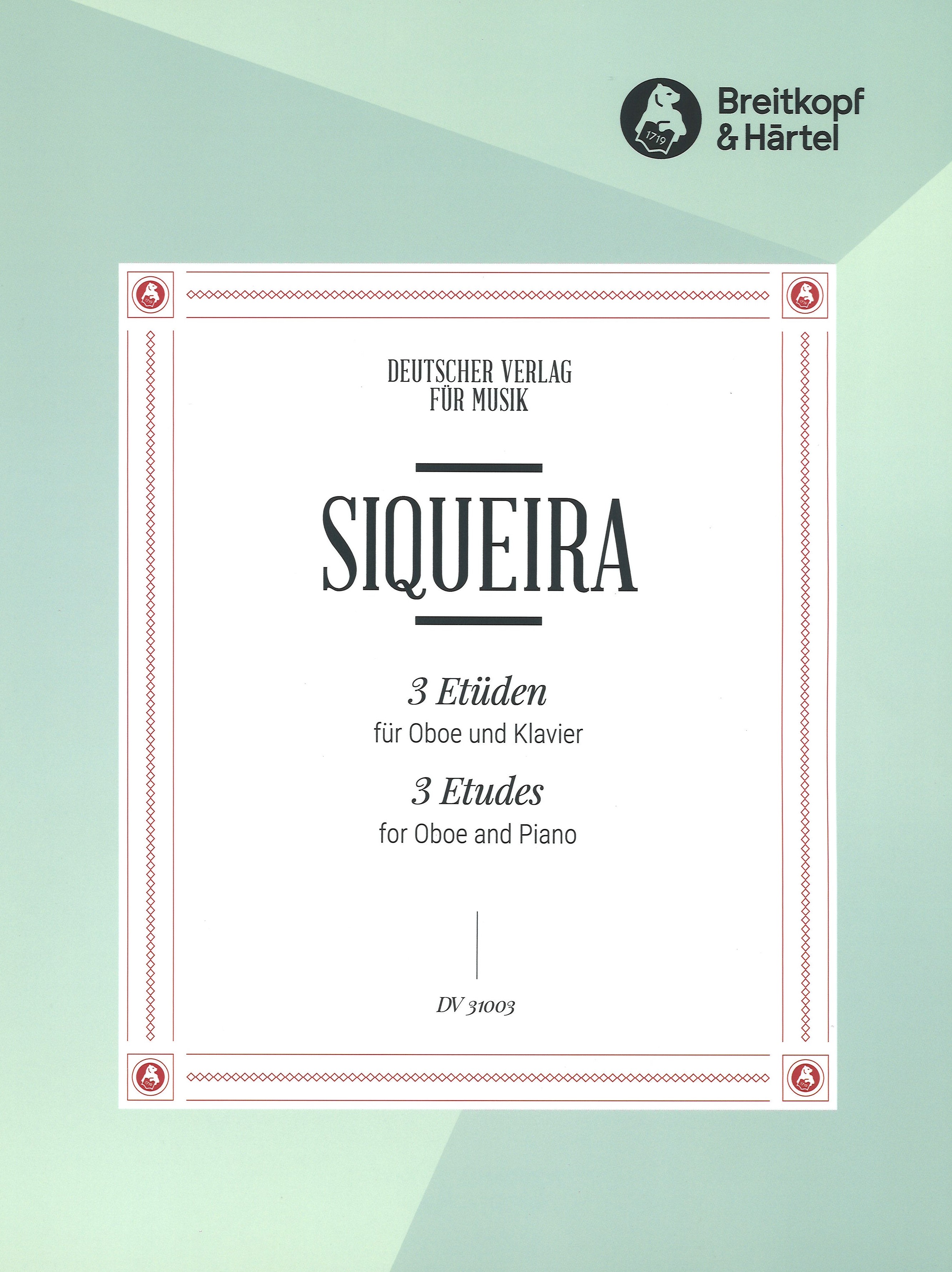 Siqueira 3 Etudes Oboe & Piano Sheet Music Songbook