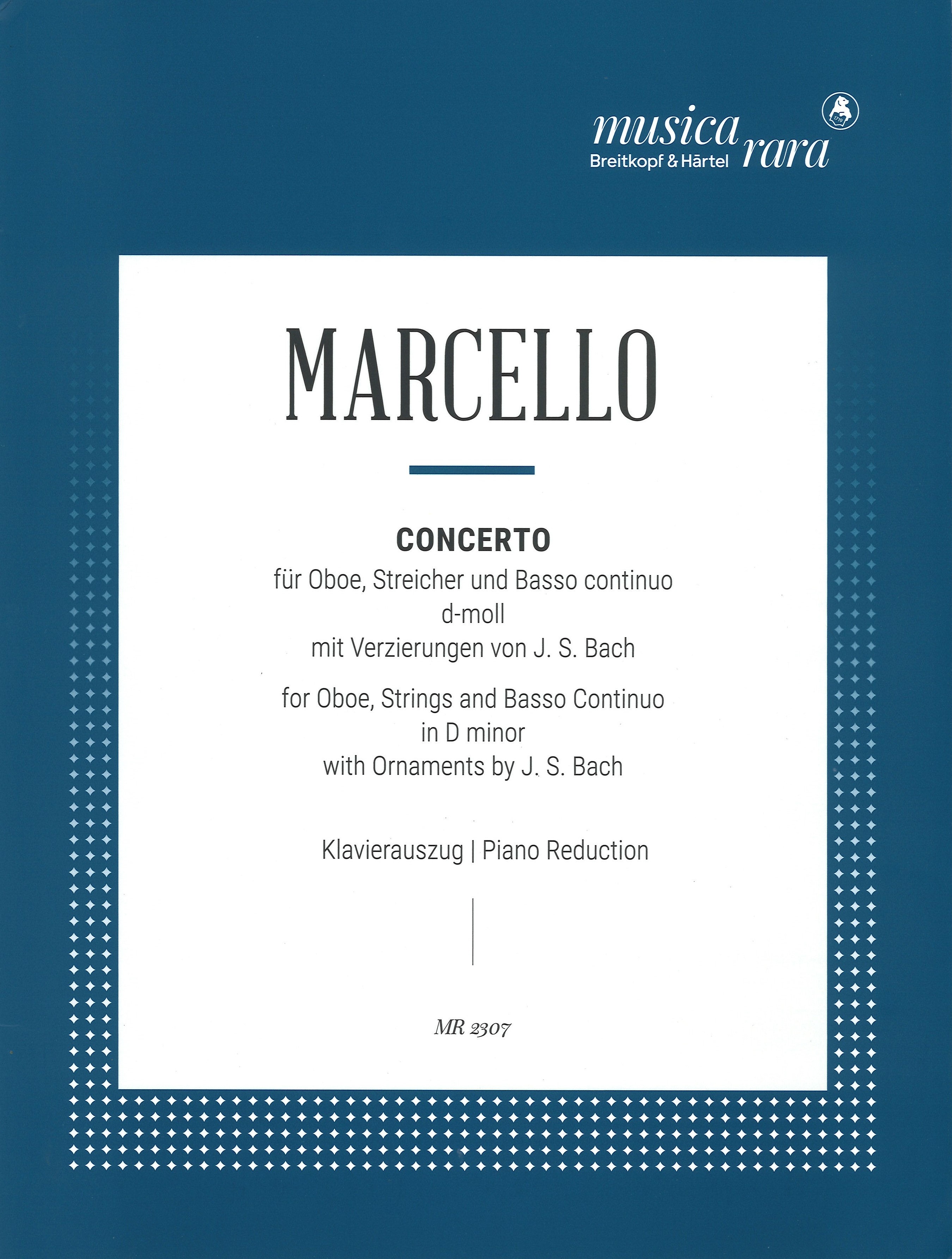 Marcello Concerto For Oboe, Strings & Bc Pf Reduc Sheet Music Songbook