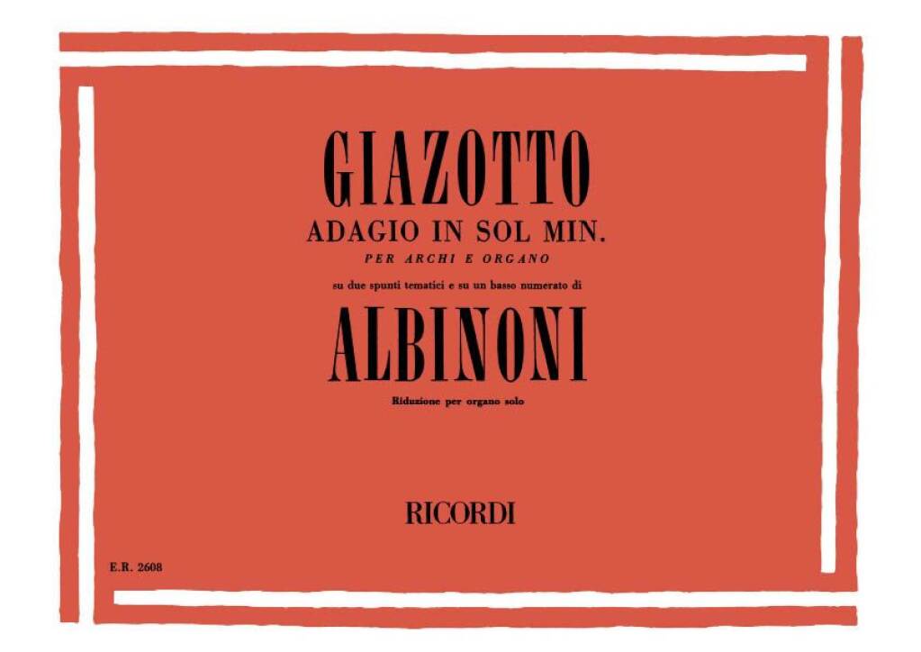 Albinoni Adagio Gmin Giazotto Organ Sheet Music Songbook