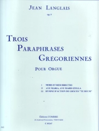 Langlais 3 Paraphrases Gregoriennes Op5 Organ Sheet Music Songbook