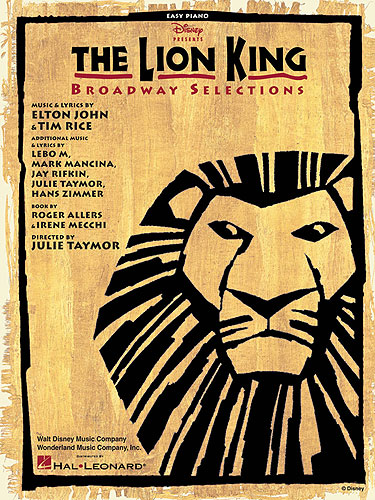 Lion King Broadway Selections Easy Piano Sheet Music Songbook