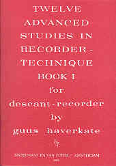 Haverkate 12 Advanced Studies Book 1 Recorder Sheet Music Songbook