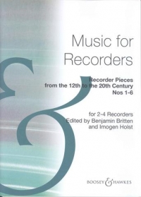 Recorder Pieces 1-6 Britten/holst Sheet Music Songbook