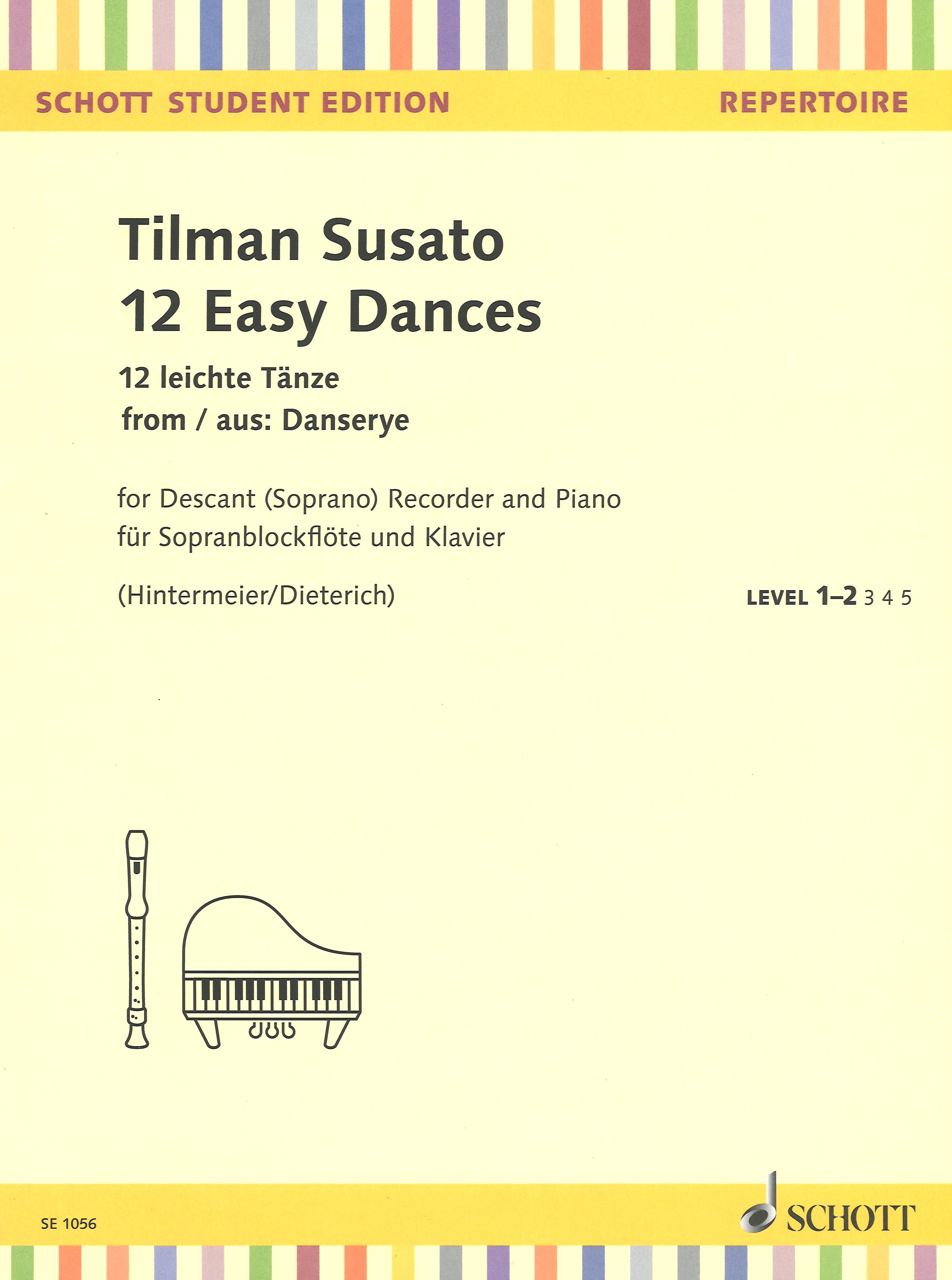 Susato 12 Easy Dances Descant Recorder & Piano Sheet Music Songbook