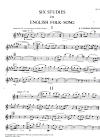 Vaughan Williams 6 Studies Eng Folksong Eb Sax Pt Sheet Music Songbook