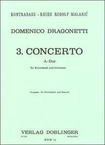 Dragonetti Concerto No.3 In A Major Double Bass/pf Sheet Music Songbook