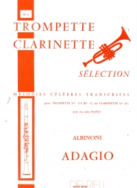 Albinoni Adagio Trumpet Or Clarinet & Piano Sheet Music Songbook