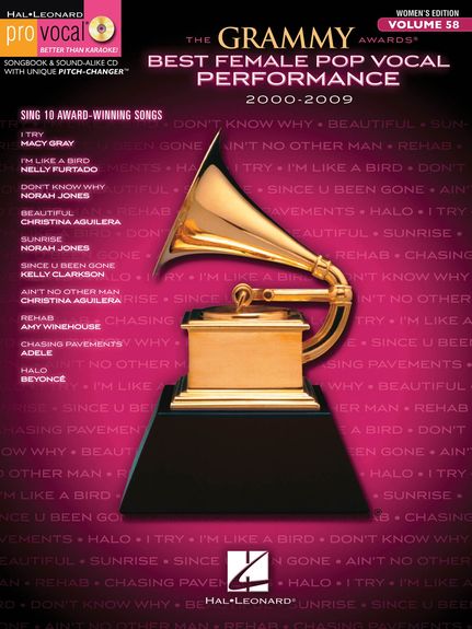 Pro Vocal 58 Grammy Awards Best Female Pop 2000-09 Sheet Music Songbook