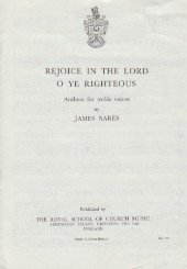 Rejoice In The Lord O Ye Righteous Nares F Unison Sheet Music Songbook