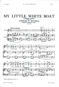 My Little White Boat Dunhill/may Unison Sheet Music Songbook