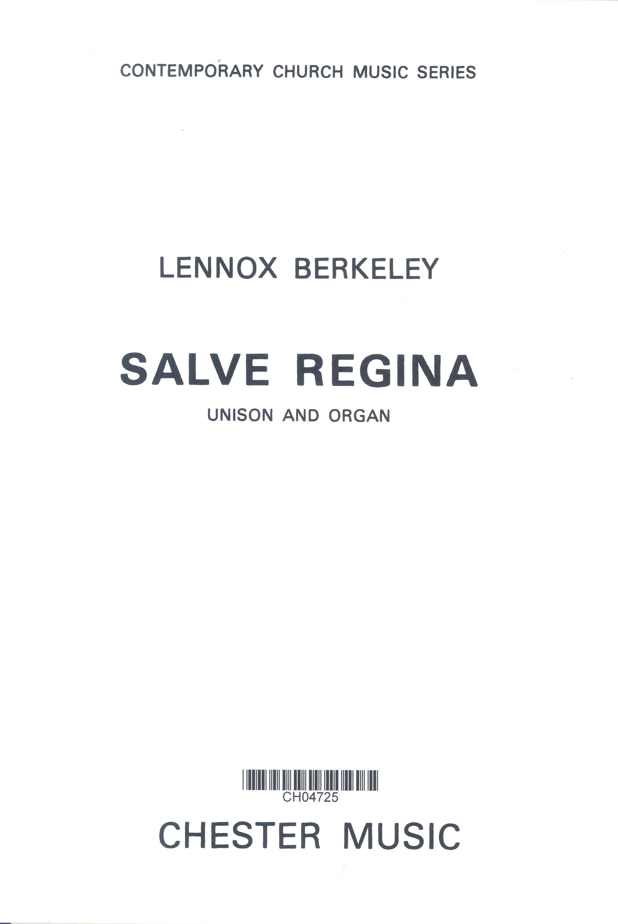 Salve Regina Berkeley (+ Oran Acc) Unison Sheet Music Songbook