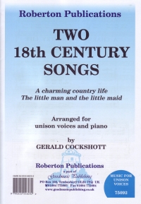 Two 18th Century Songs Cockshott Unison Sheet Music Songbook