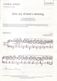 Jesu Joy Of Mans Desiring Bach/whittaker Sa Sheet Music Songbook