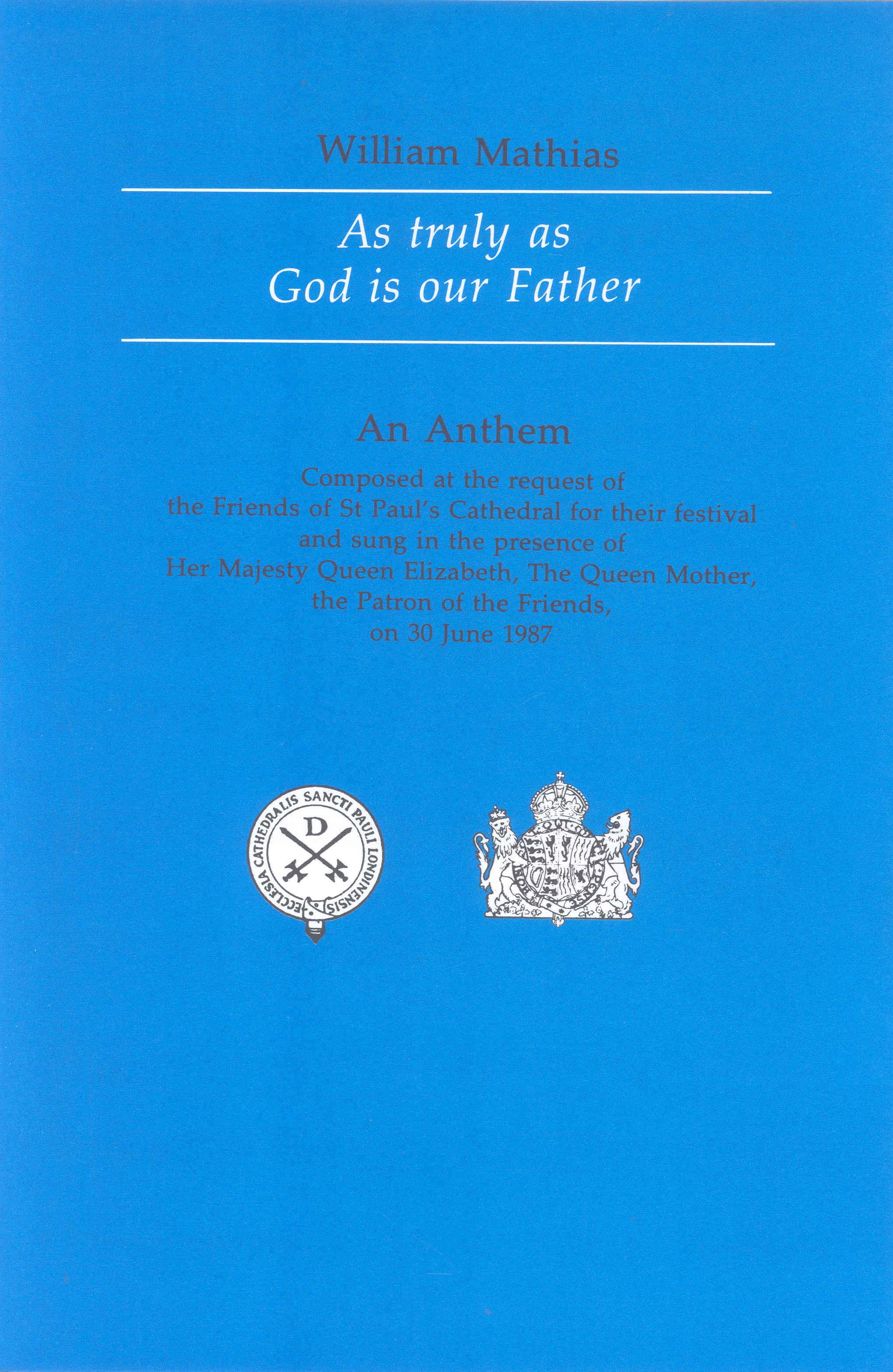 As Truly As God Is Our Father Mathias Satb Sheet Music Songbook